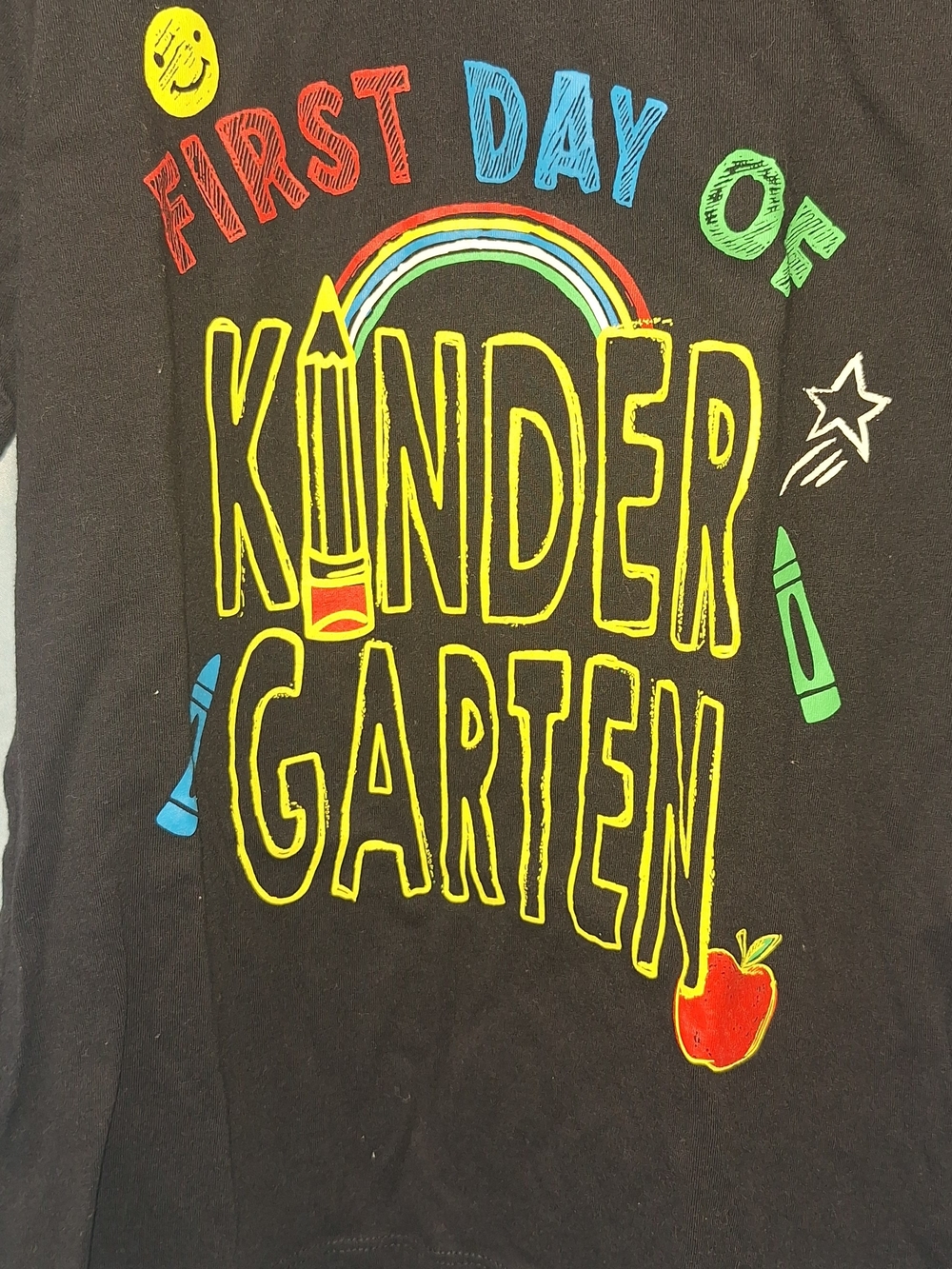 Place Black 'First Day of Kindergarten' Graphic Tee with Neon Accents